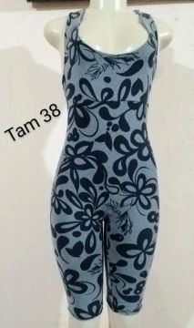 Macacão Feminino Cinza com Estampa para atividade física Tam 38 Floral