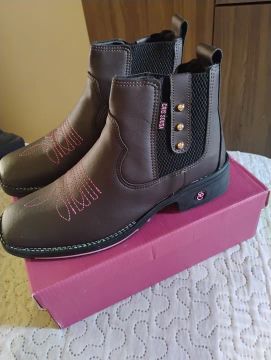 Bota Coturno Feminina Marrom Cris Souza