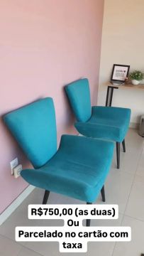 2 Cadeiras Decorativas Azul - R$750,00
