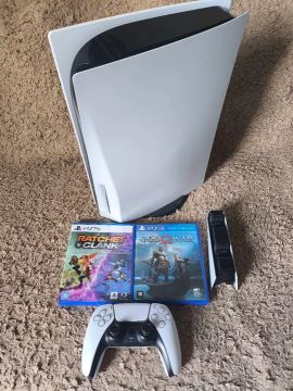 Ps5 completo com leitor 1 controle base de carregamento 2 super jogos 
