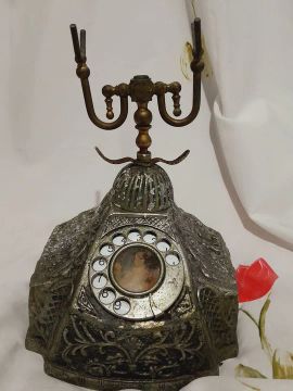 Base Telefone muito antigo todo em metal bronze pesado !!!