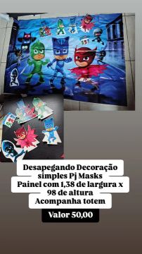 Decoração simples PJ Masks - Painel + Totem