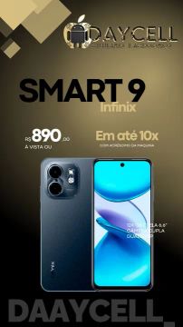 Smartphone Infinix Smart 9 - 124GB - Tela 6,6'' - Câmera Dupla - Dual Chip