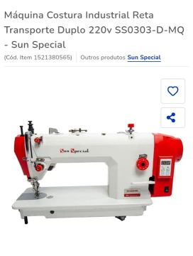 Máquina Costura Industrial Reta Transporte Duplo 220v SS0303-D-MQ - Sun Special