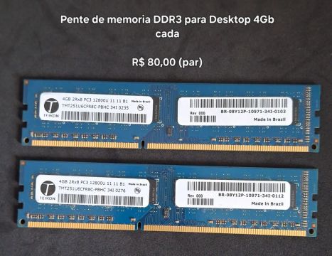 Memória RAM DDR3 4GB Desktop 