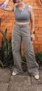 Calça Cargo Cinza - Tamanho M