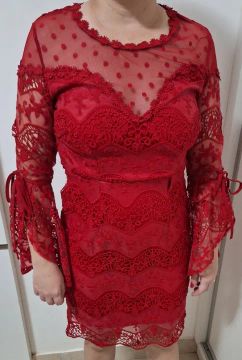 Vestido social vermelho elegante 