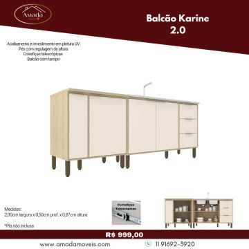 Balcão Karine 2m largura. Novo , Entrega  em 3 dias 