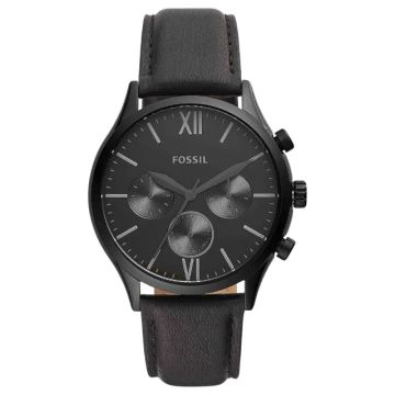 Relógio Fossil Quartzo Pulseira De Couro Preto Bq2364