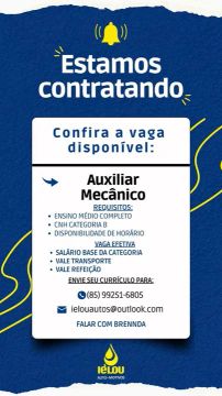 Vaga para AUXILIAR MECÂNICO 