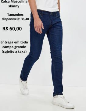 Calça Jeans Masculina Skinny Azul - Nova