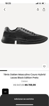 Tênis Osklen Masculino Couro Hybrid Laces Black Edition Preto