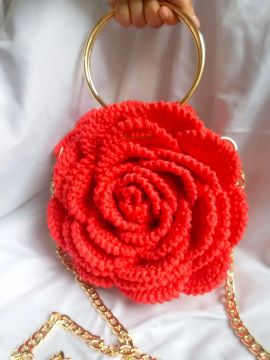 Bolsa de mão e transversal Mega Flower em crochê fio náutico 
