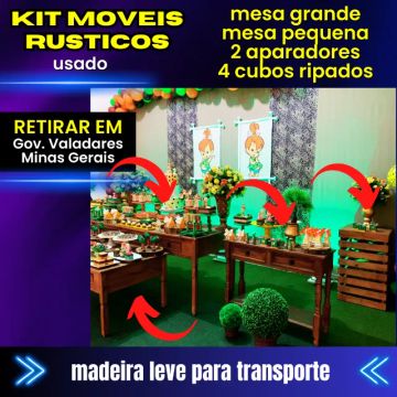 Kit moveis rústicos (mesas, aparadores + cubos ripado)