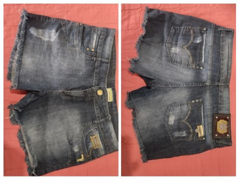 Short Jeans Feminino Desfiado - Tamanho 46