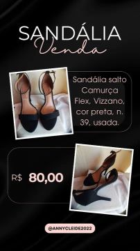 Sandália Salto Camurça Vizzano Preta 39