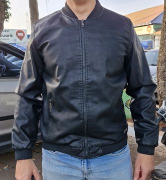 Jaqueta de Couro Masculina Preta