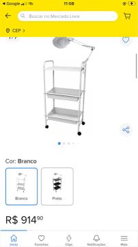 Carrinho de Esteticista com Lâmpada Led