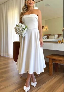 Vestido de noiva civil  tomara que caia NOVO off white