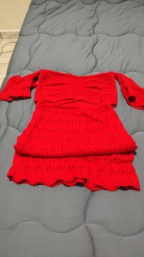 Vestido Vermelho de Crochê