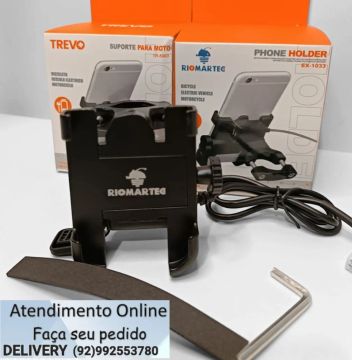 Suporte para Celular para Moto com carregador de aluminio 
