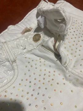 Calça Jeans Branca com Strass Infantil