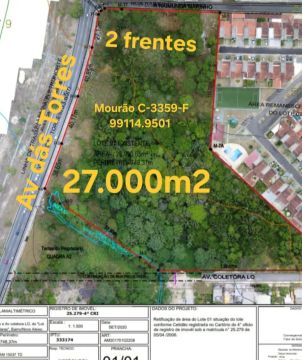 Espetacular Terreno Comercial na Av das Torres com +- 27.000m2. Sentido Bairros. Documenta