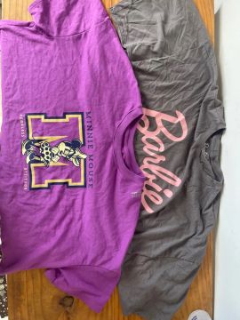 Blusas Cropped Barbie e Minnie Mouse 