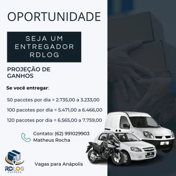 6 vagas para entregador em Anápolis