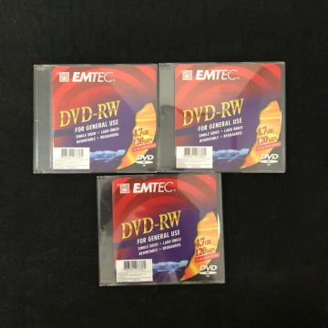 Lote 3 DVDs regraváveis DVD-RW 4.7GB 120min EMTEC