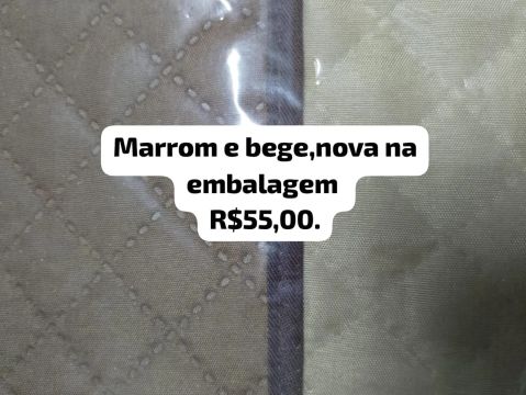 Capa de poltrona marrom e bege, nova na embalagem