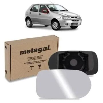 Lente Retrovisor Fiat Palio 2001 à 2003 - L Direito - Lente C/ Placa - Metagal RTMM02