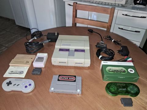 Super Nintendo Fat +Everdrive SD2SNES +controles 8biDo+ Conversor vídeo componente Jasnet