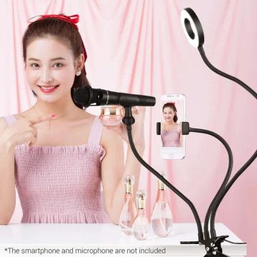 Suporte Celular Com Ring Light E Suporte Microfone
