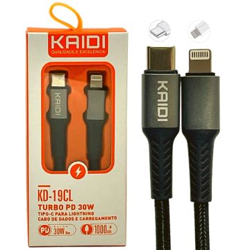 Cabo de Carregamento Tipo C Para iPhone Lightning Turbo PD 30W - Kaidi KD-19CL