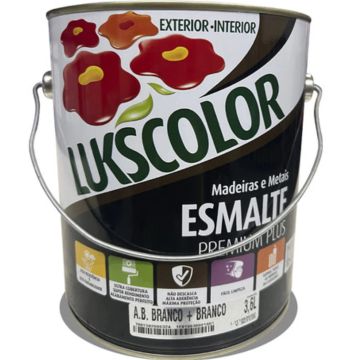 Tinta Esmalte Premium Plus Lukcolor 3,6L - A.B. Branco + Branco