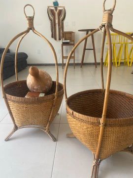 Par de Cestos de Vime para Decoração