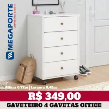 Gaveteiro Office 4 Gavetas com Rodízios (Novo) Entrega Grátis!