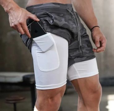 Bermuda 2 Em 1 Short Duplo Esportivo Com Bolso Academia8
