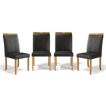 Kit Com 4 Cadeiras Estofadas Para Mesa De Jantar Preto