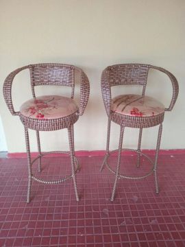 2 Cadeiras banquetas altas em Vime - Novo