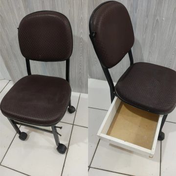 Cadeira de manicure com Gaveta - Marrom 
