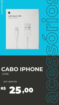 Cabo iPhone Lightning para USB - Novo