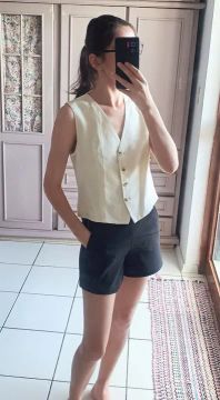 Colete linho  baunilha feminino Zara 
