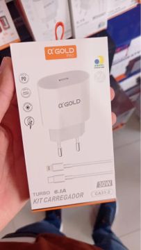 Carregador Turbo 30W A'Gold Pro - Kit Carregador para iPhone 