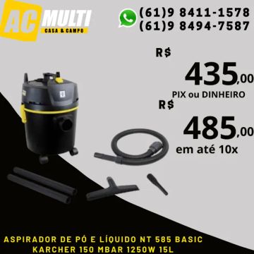 Aspirador de pó e líquido NT 585 Basic Karcher 150 mbar 1250W 15L