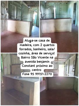 Casa de Madeira para Alugar, no bairro São Vicente