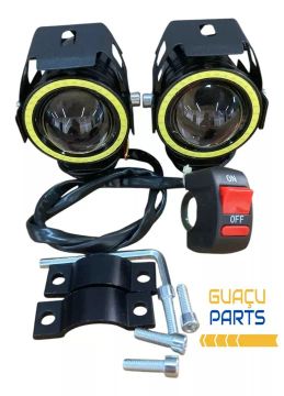 Farol Auxiliar de Moto U7 Olho de Anjo branco Led completo