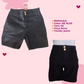 Bermuda Jeans Preta - Tamanho 50