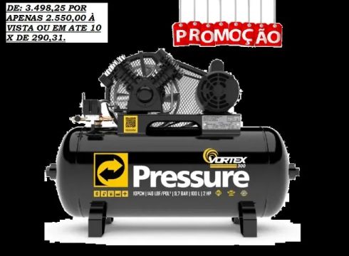 Compressor  10 pes 100l monofasico 140 psi Vortex Pressure 